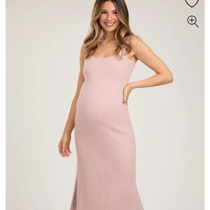 Elegant Pink Ribbed Knit Dress